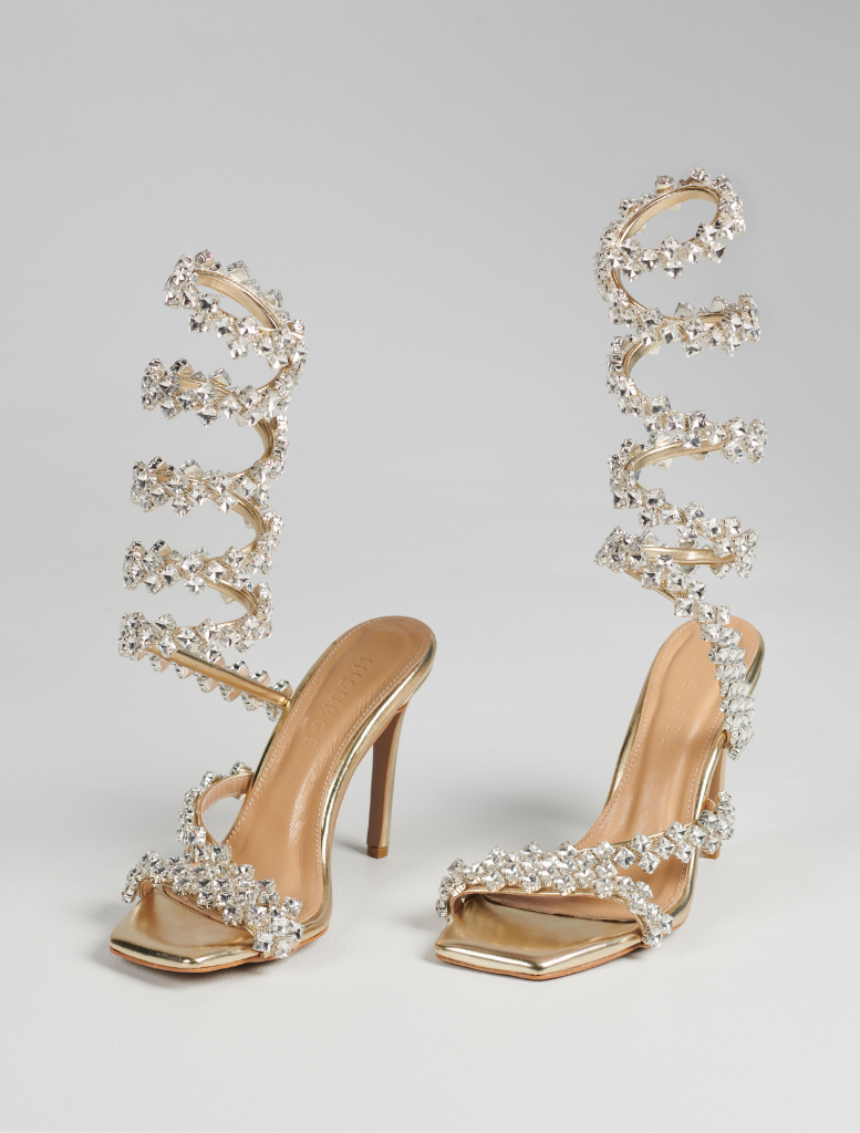 Shoes Kya Strappy Sandal - Gold Embellished