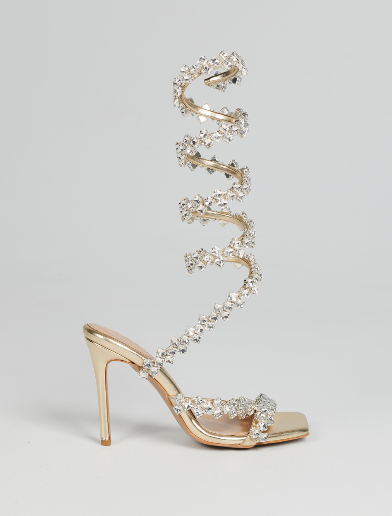 Shoes Kya Strappy Sandal - Gold Embellished