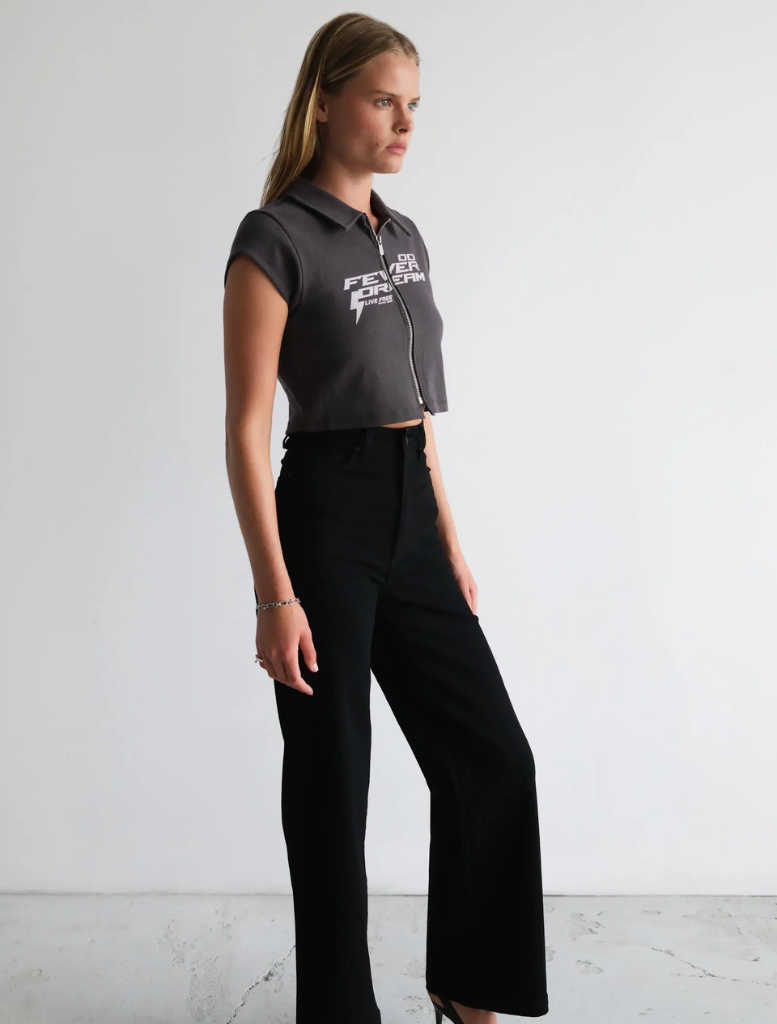 Charcoal Addison Polo shirt on a mannequin, highlighting its tailored fit and short sleeves.