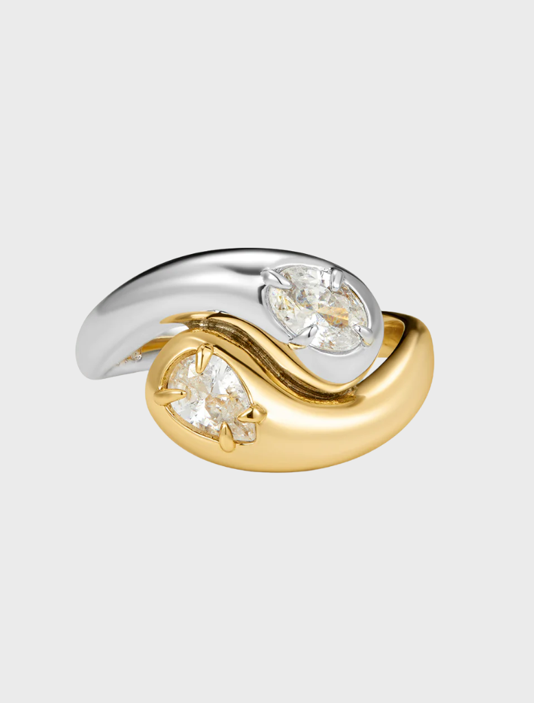 Gold choke necklace featuring a diamond charm, named the Georgia Stone Omega Necklace.