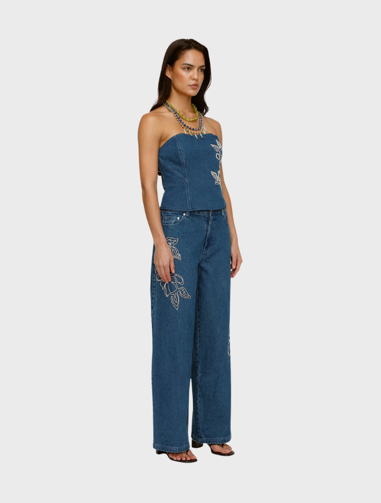 Bluestone Wynn Denim Jean, showcasing a timeless design with a deep blue color, ideal for versatile styling options.