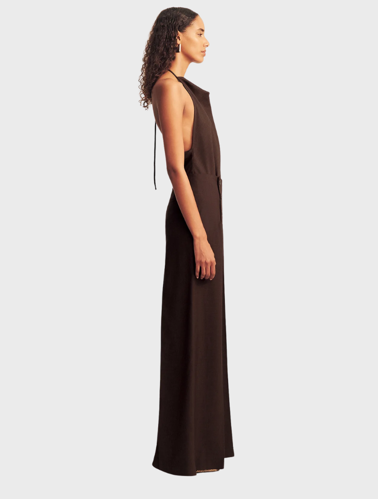 Stylish wide leg pant in Ristretto by Asher Button, offering a relaxed fit and chic look suitable for various outfits.
