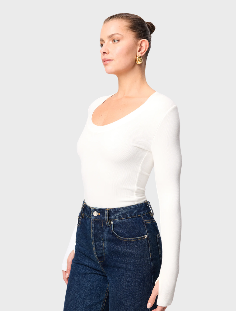 White Lincoln top showcasing a clean, minimalist style ideal for both everyday wear and special events.
