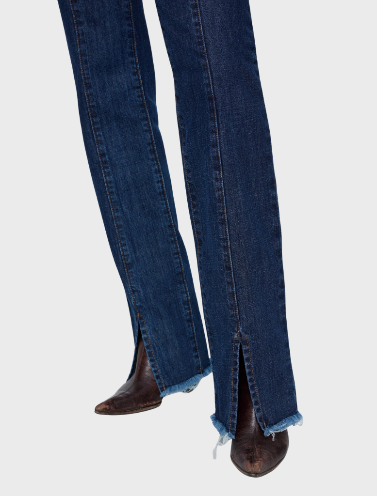 Element lace-up jeans in dark wash, featuring a modern design with laces at the front, laid flat on a neutral background.