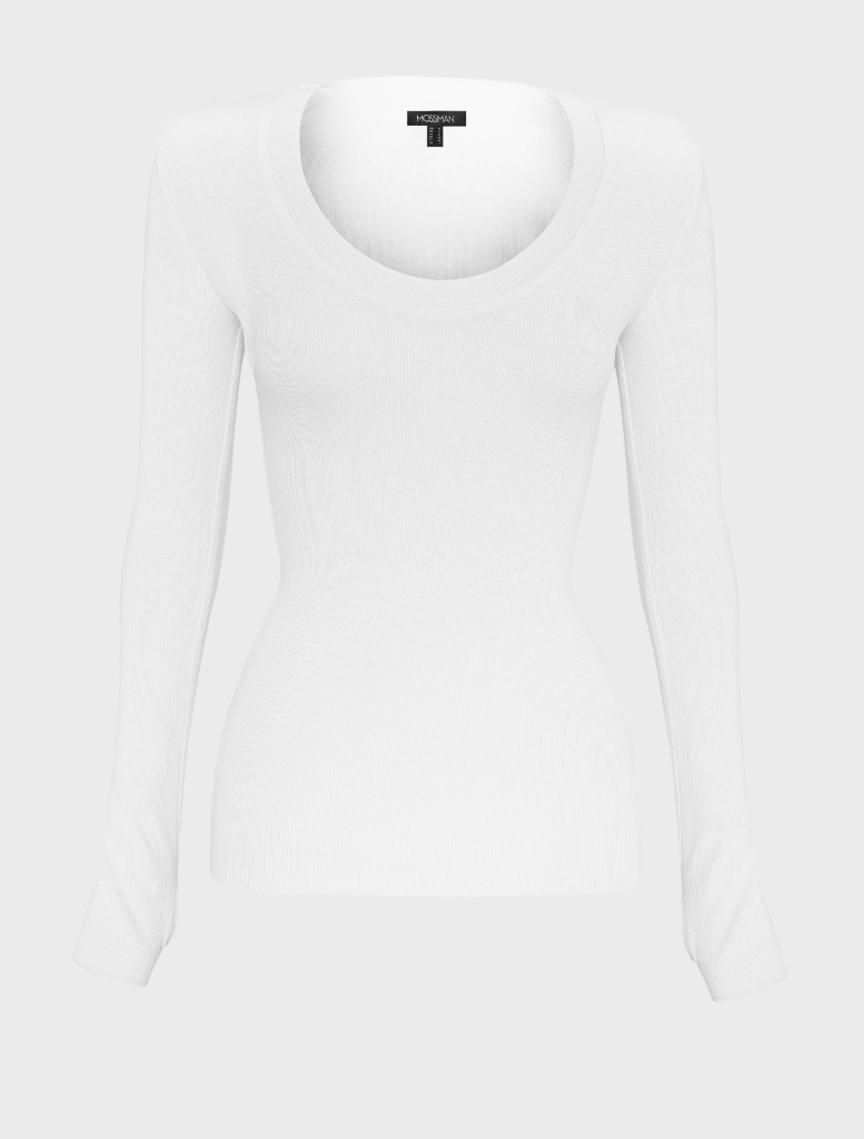 Elegant white Lincoln top with a simple yet stylish design, perfect for versatile outfits.