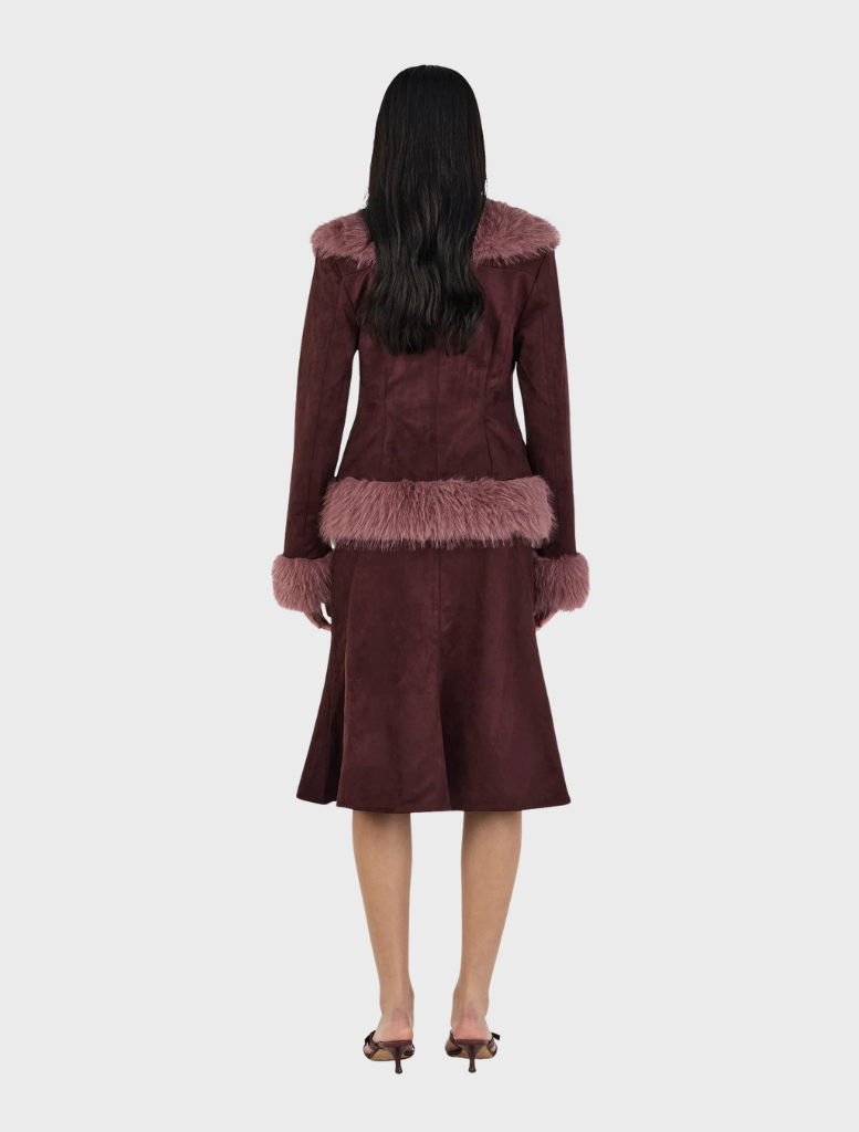 Elegant Fifi Coat in Cocoa Mauve, designed for warmth and style, suitable for various casual and formal occasions.