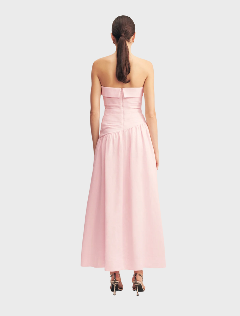 Gigi Strapless Maxi Dress in a lovely Sakura pattern, combining elegance and comfort for a perfect addition to any wardrobe.