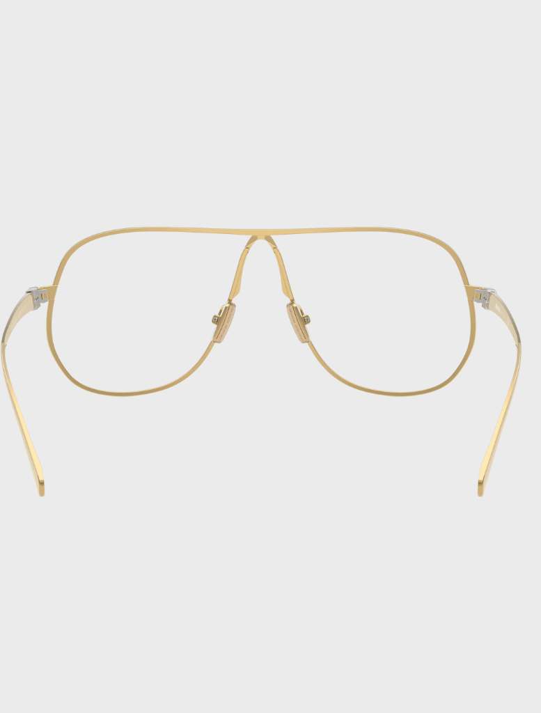 Elegant gold MU A04S 5AK08N glasses featuring a clear blue light filter for improved visual comfort.
