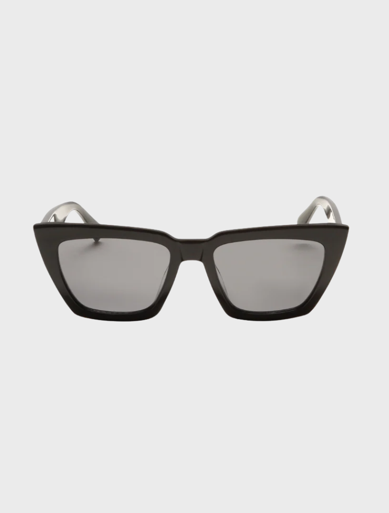 Hailey II sunglasses in black with grey lenses, offering a trendy accessory for outdoor activities.