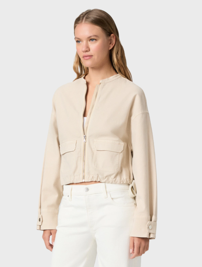 Kiran Jacket, colored Vintage Biscotti, highlights a sophisticated design ideal for both casual and formal settings.=