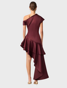 The berry satin Livia Gown Show the Backside of Gown