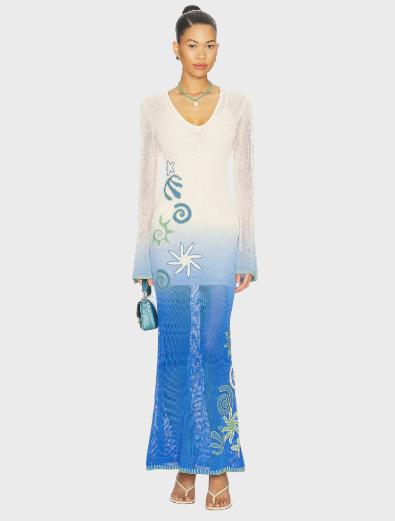 Marine Malaga Maxi Dress featuring a flowing silhouette and elegant design, perfect for summer occasions.