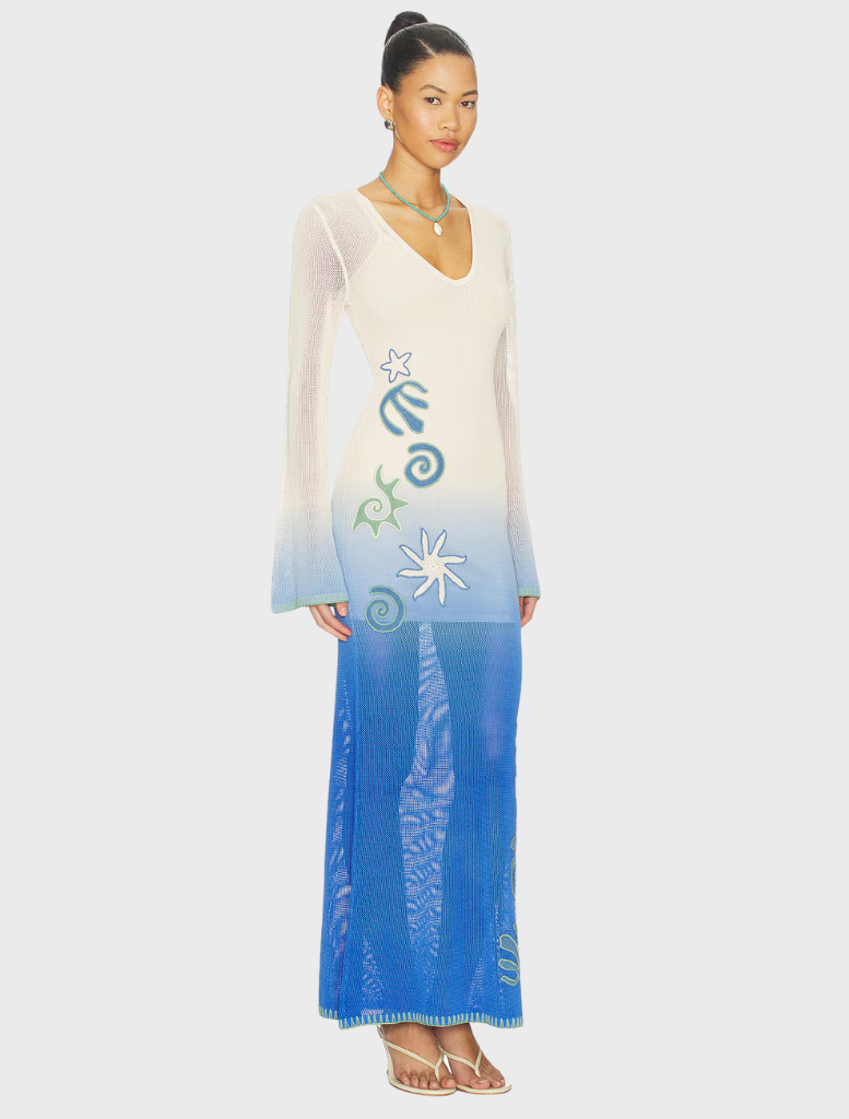 Elegant Marine Malaga Maxi Dress with a flowing design, ideal for warm weather events and casual outings.