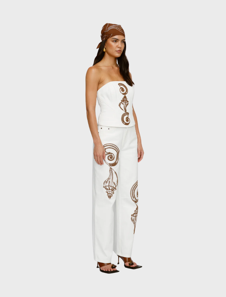 Ivory Maurie Jean dress with a sophisticated cut, ideal for formal wear and stylish occasions.