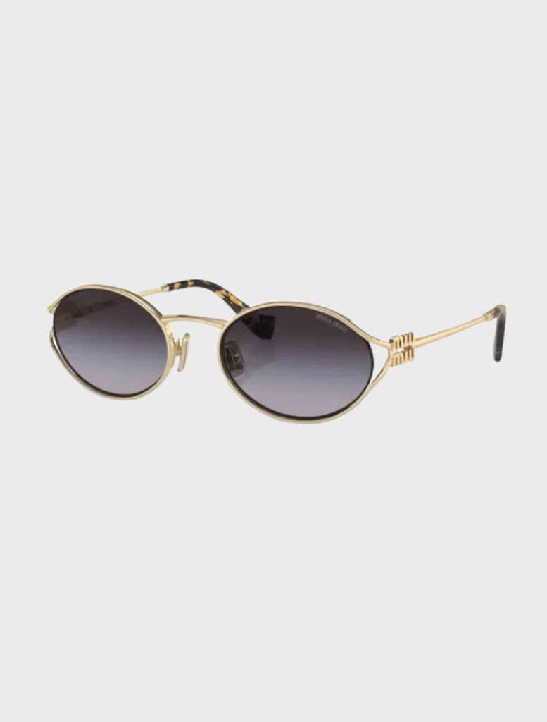Sunglasses featuring a gold metal frame and sleek black lenses, ideal for stylish sun protection.