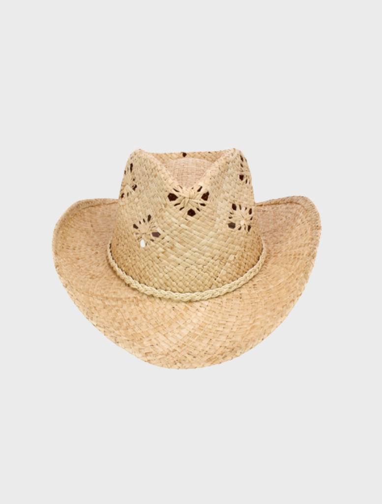Stylish natural Morgan cowboy fedora featuring a wide brim, ideal for adding a touch of western flair to any outfit.