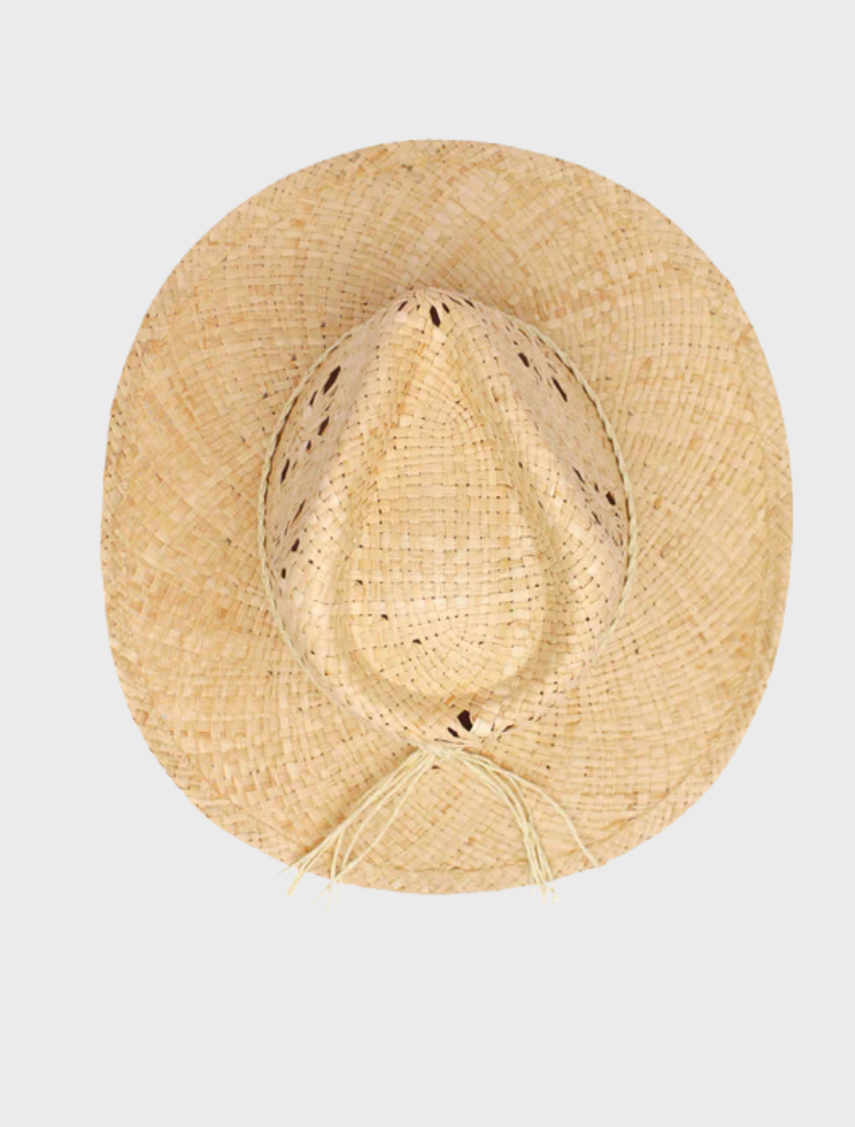 Classic Morgan cowboy fedora in natural color, featuring a wide brim, suitable for outdoor wear and western fashion.