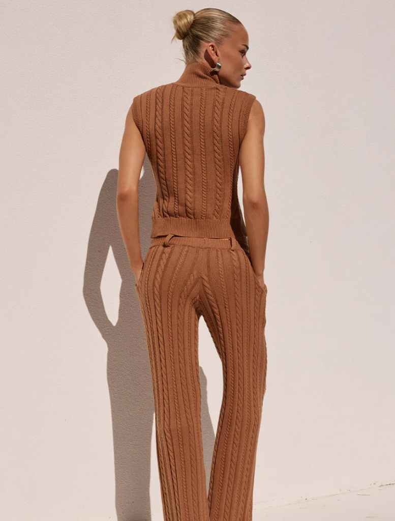 Ochre Camila Knit Top, showcasing a comfortable fit and elegant style, perfect for everyday outfits.