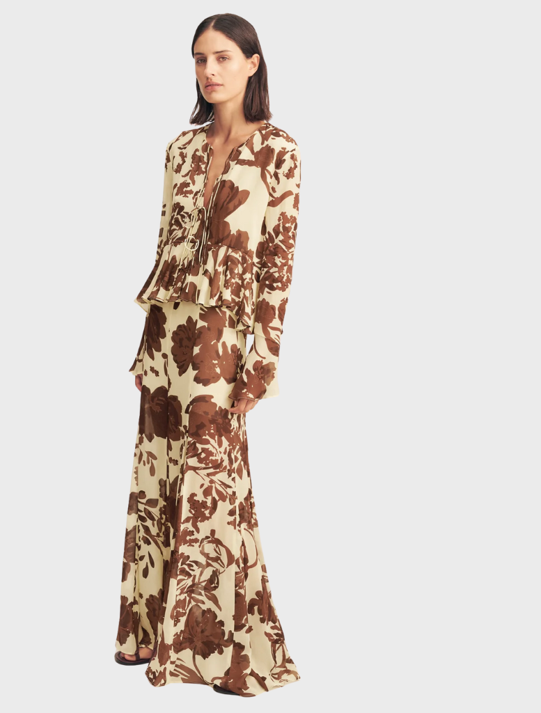 Elegant Noa Panelled Maxi Skirt with a Pineapple Wallflower pattern, designed for a stylish and comfortable fit.