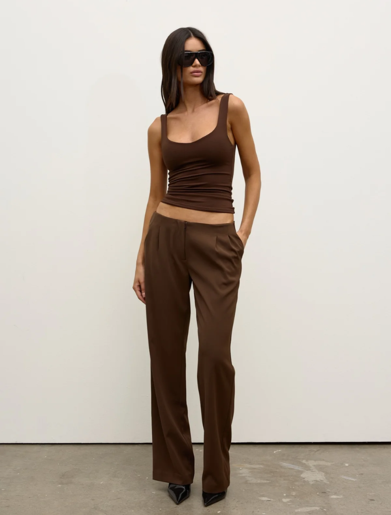 A chocolate-colored Ray Tank, showcasing a sleek design and modern aesthetic for stylish home decor.