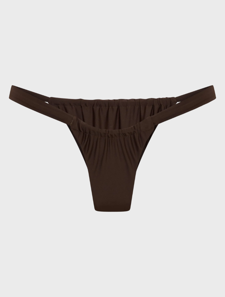 A close-up of a chocolate-colored Rhodes Bottom fabric, showcasing its rich texture and deep hue.