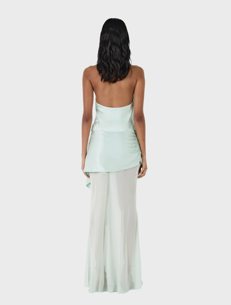 Seafoam Aisling halter top, showcasing a chic and modern design perfect for summer outings or beachwear.