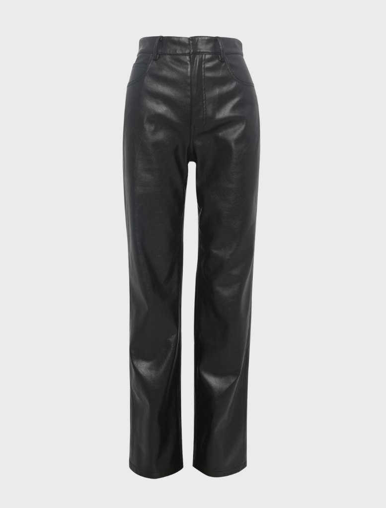 Close-up of black Fairfax pants, emphasizing the fabric quality and design details, ideal for stylish and comfortable outfits.