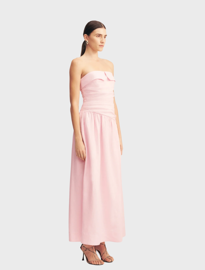 Gigi Strapless Maxi Dress with a beautiful Sakura print, designed for comfort and elegance, ideal for casual or formal occasions.