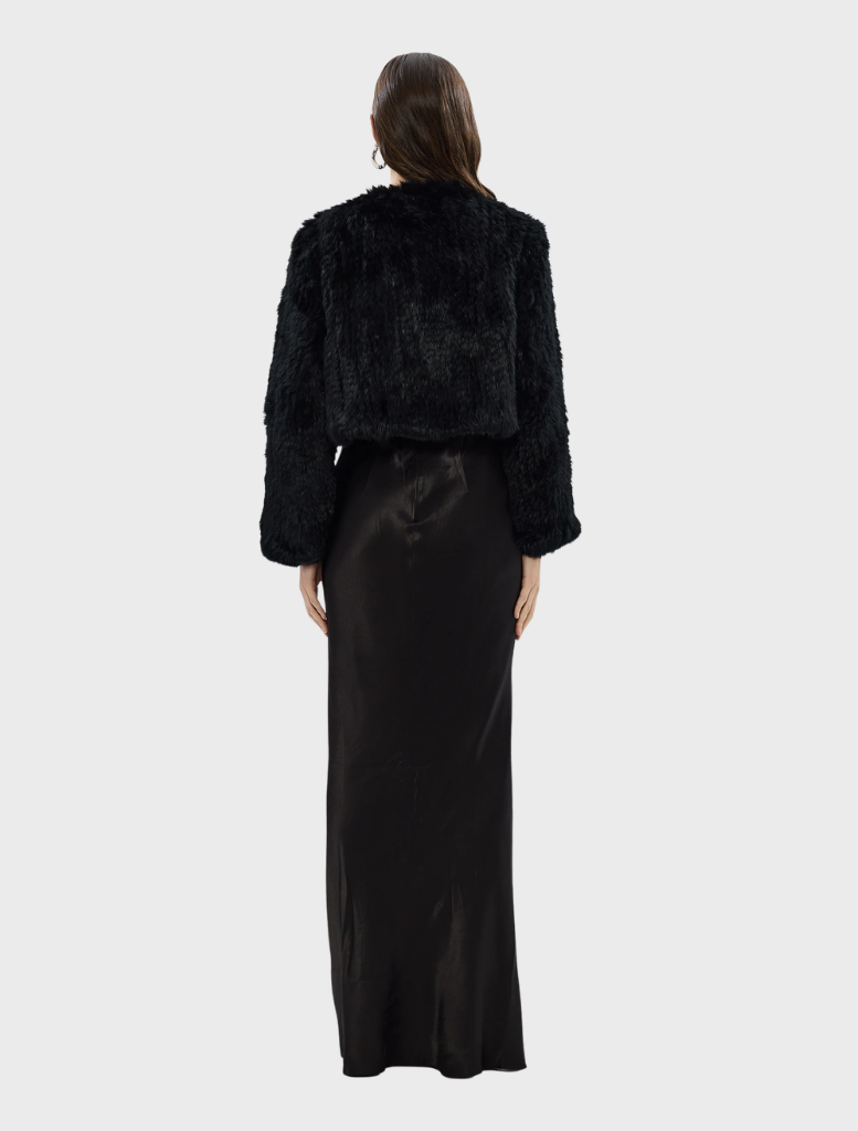 Trendy black Lola Crop Jacket, offering a contemporary silhouette, perfect for enhancing any wardrobe.