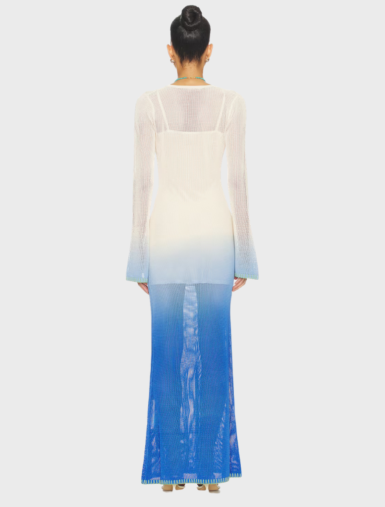 Marine Malaga Maxi Dress with a graceful silhouette, designed for comfort and style during warm weather events.