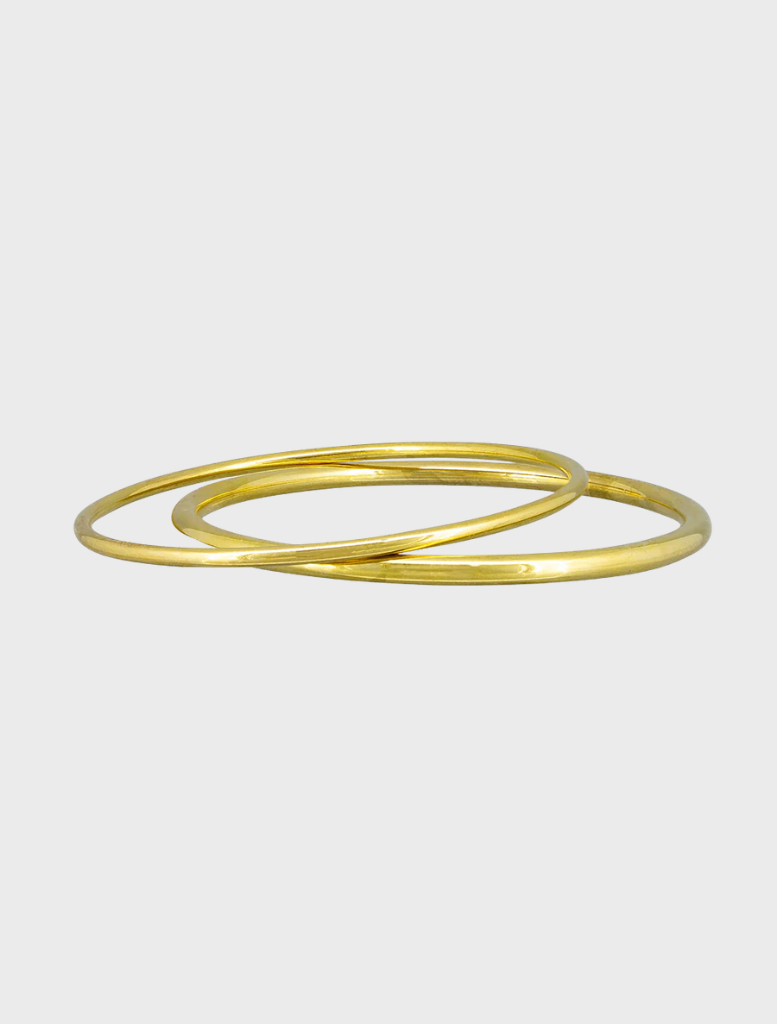 A set of elegant gold bangles featuring intricate designs, perfect for formal or festive occasions.