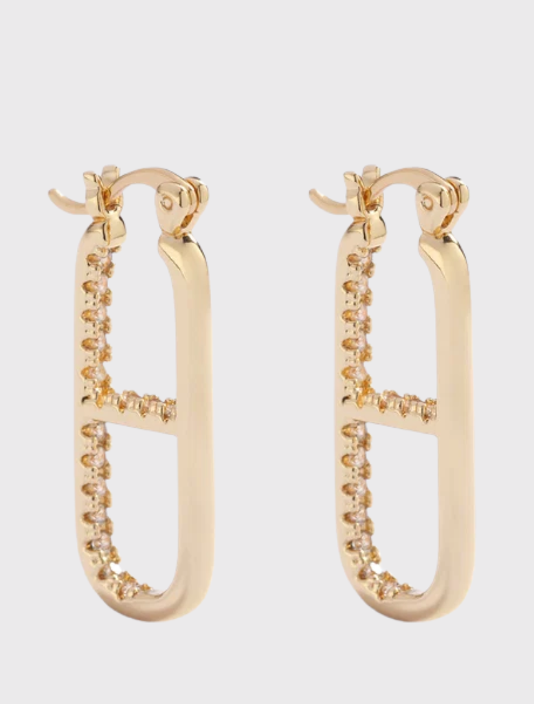 14k gold-plated OG Earrings embellished with crystals, inspired by the LOVE DRUG PILL necklace, aiding GIRLS Inc. initiatives.