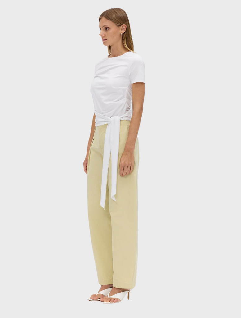 Nova Tie Tee in Halo, highlighting a fashionable tie feature and a relaxed cut for versatile styling.