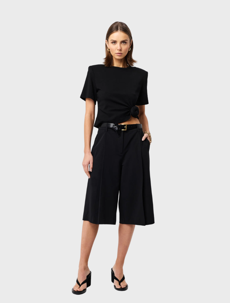 Chic black Tied & True Top designed for comfort and style, perfect for layering or standalone wear.