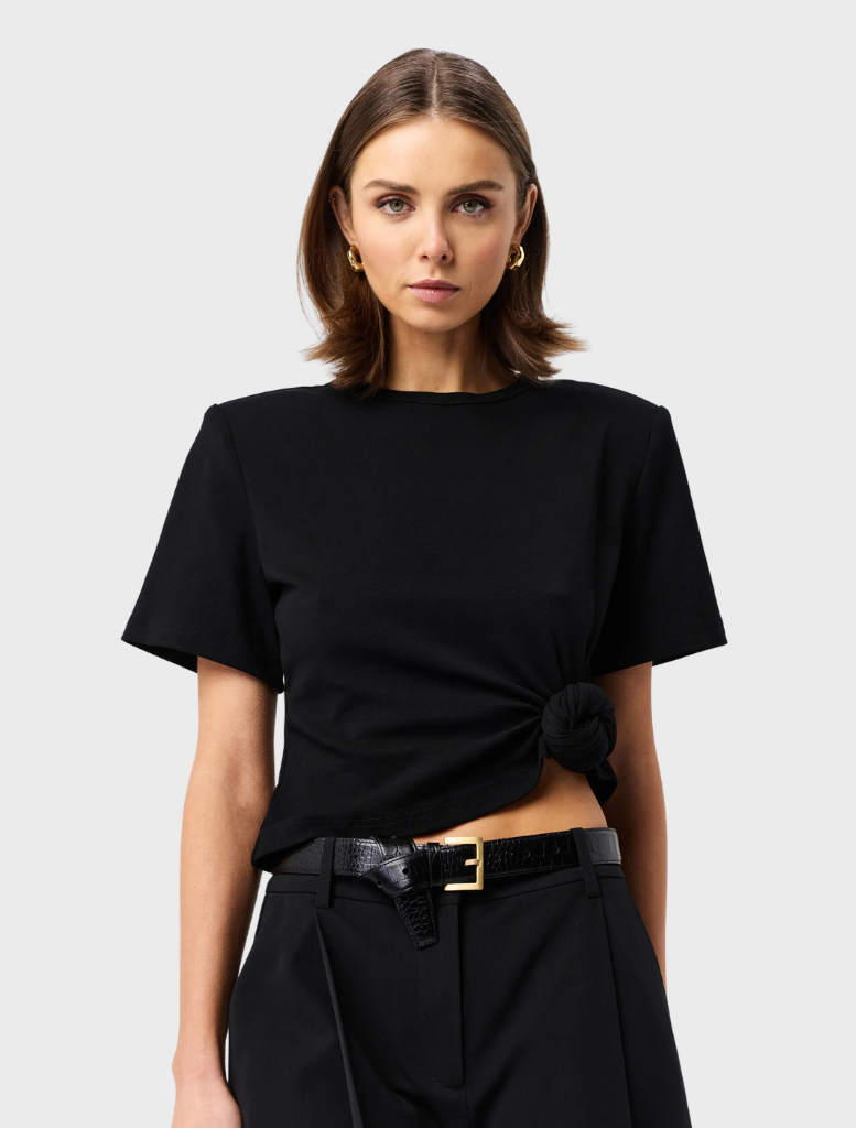 Black Tied & True Top featuring a stylish design, perfect for casual or dressy occasions.