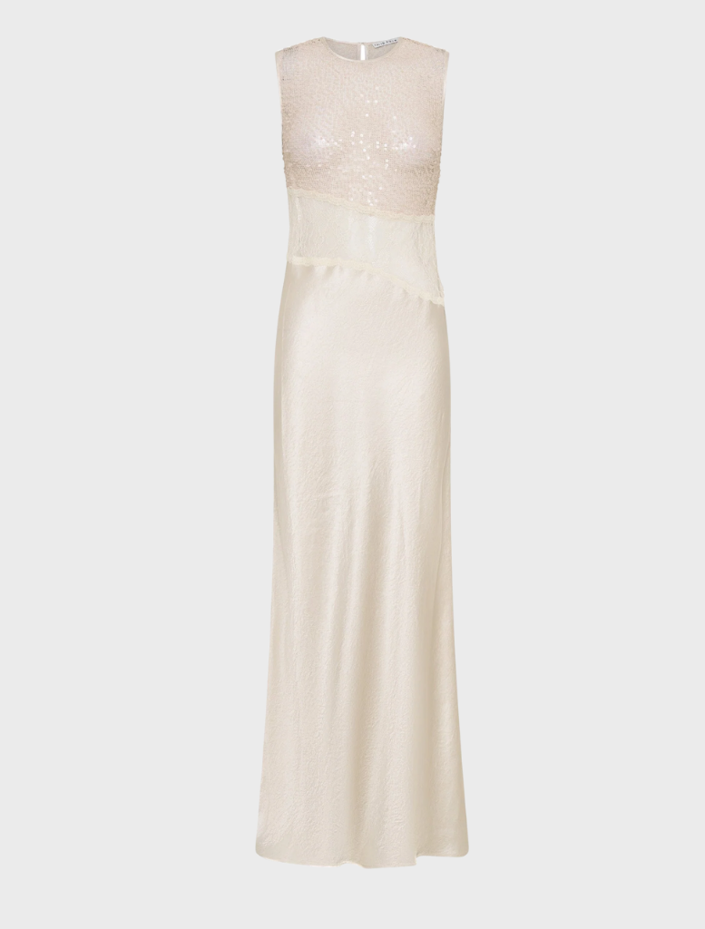 Stunning twilight floor-length dress, showcasing a graceful design ideal for evening events and special occasions.