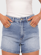 Lightweight Venice shorts in a soft Paloma hue, designed for comfort and style during casual summer activities.