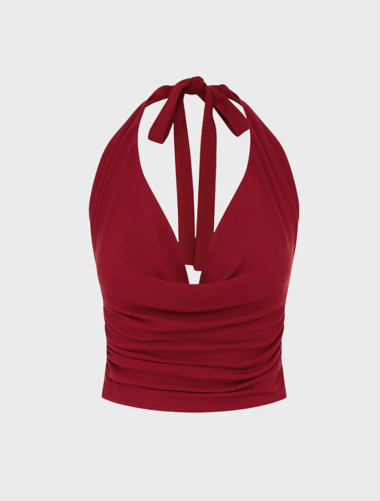 Stylish cherry Juna Top, ideal for both everyday wear and special events.