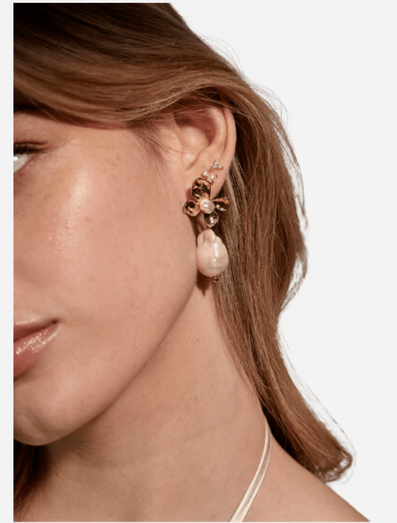 Accessories Flower Pearl Earring - Gold