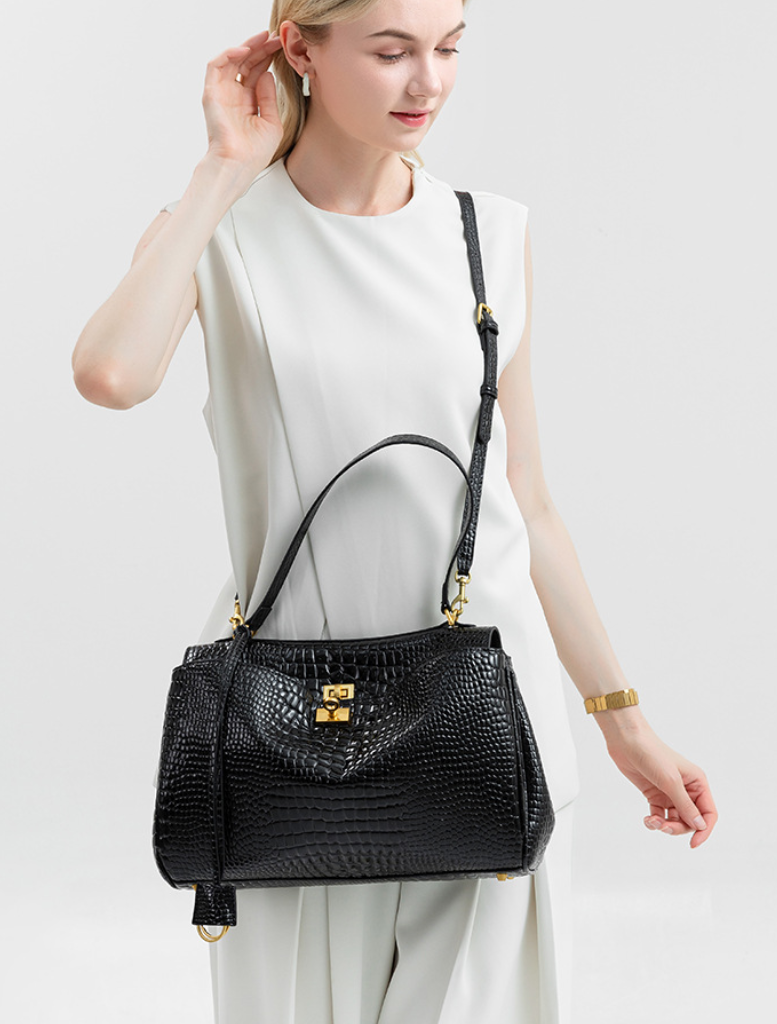 Accessories Cleo Tote Bag - Black Croc