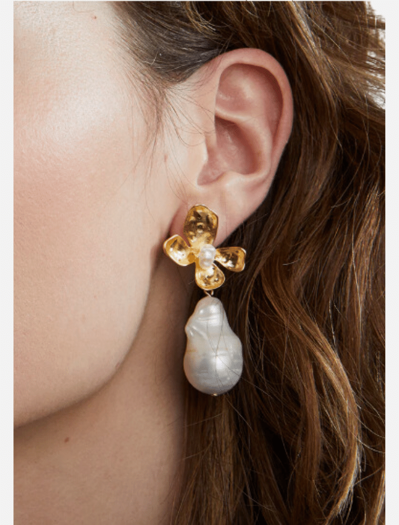 Accessories Flower Pearl Earring - Gold