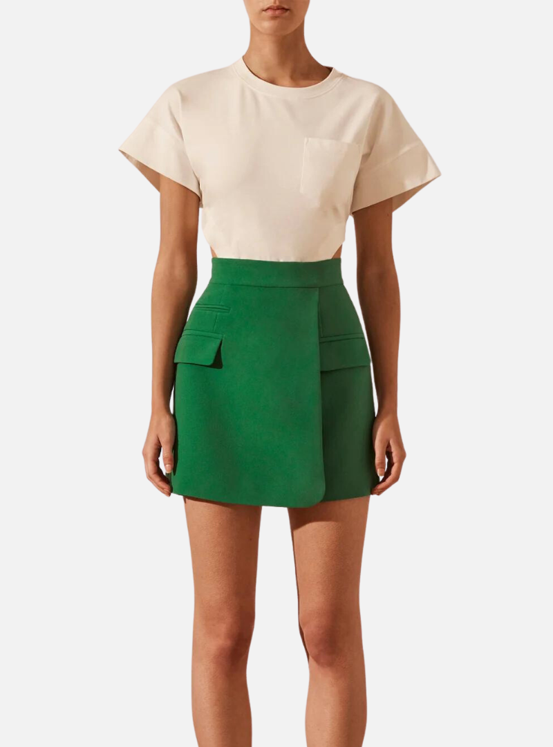 Irena Wrap Mini Skirt - Tree Green - Insurge Clothing