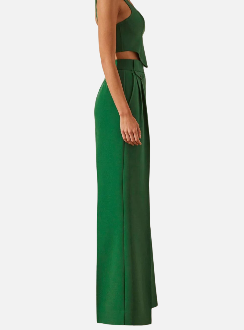 Irena High Waisted Tailored Pant - Tree Green - Insurge Clothing