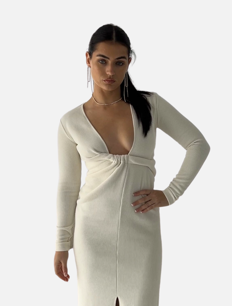 Alexis Maxi - Powder Knit | Clothing | brand-One Fell Swoop, Clothing, Dress, Dresses, Knit, Knit Top, Knitwear, Long Sleeve Dress, Midi Dress, Midi Dresses, price-$250+, Sweaters & Knitwear | One Fell Swoop