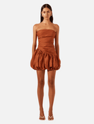 Clothing Celeste Strapless Bubble Mini Dress - Rust