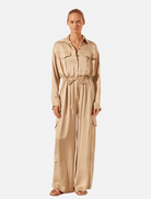 Clothing Drawstring Utility Jumpsuit - Oat