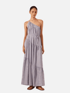 Clothing One Shoulder Tiered Maxi Dress - Chambray/Blue Ivory