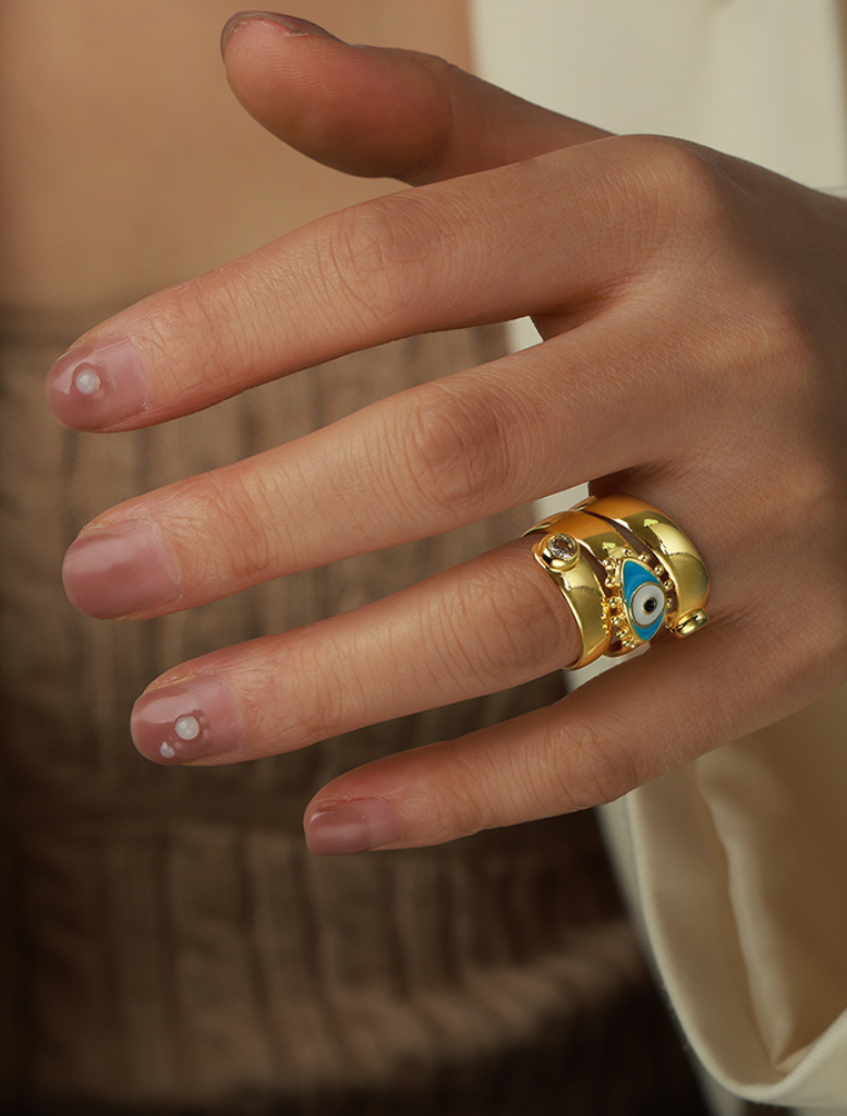 Accessories Evil Eye Layered Ring - Gold