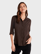 Clothing Split Back Button down - Chestnut Brown