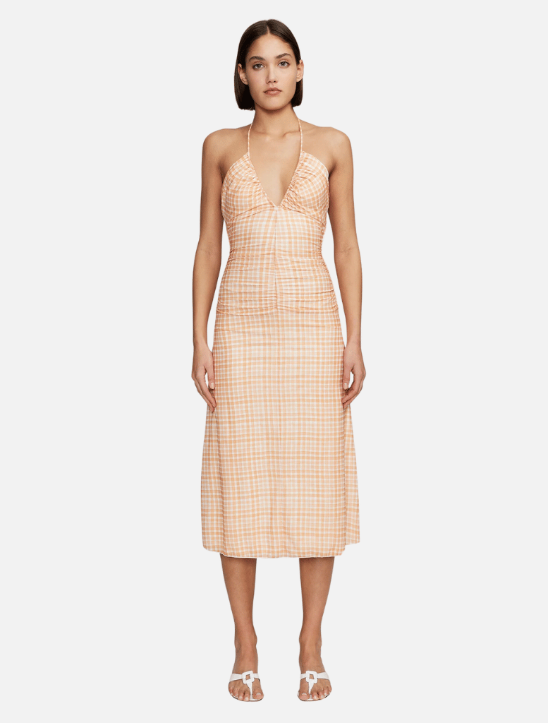 Clothing Ama Midi Dress - Peach Gingham